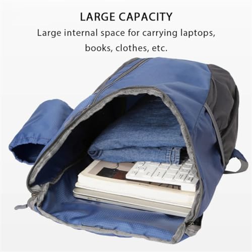 Portable Foldable Backpack Folding Mountaineering Bag, Ultralight Outdoor Cycling Rucksack, Travel Hiking Knapsack (Dark Blue) - color: Dark Blue