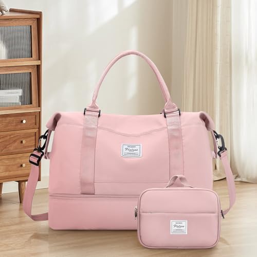 Weekender Bags for Women, Carry-On Overnight Travel Duffel Bag - color: Pink, size: Extra Large
