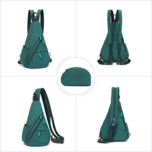 KL928 Nylon Sling Bag - Small Crossbody Backpack Shoulder Casual Daypack Multipurpose Rucksack for Men Women(Atrovirens) - color: Nylon-atrovirens