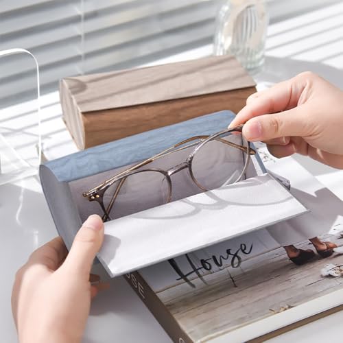Philley Dual Glasses Case 2-in-1 Double Eyeglasses case - color: Wood Grain (Blue + Grey)