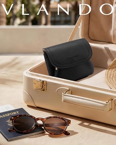 VLANDO 2-in-1 Small Travel Jewelry Case,Detachable Coin Purse with Clasp - color: Black