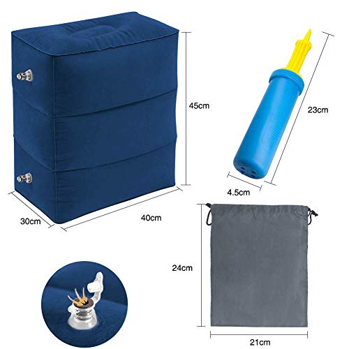 Inflatable Foot Rest Pillow Airplane Travel Kids Blue (2 Pack) - color: Blue 2