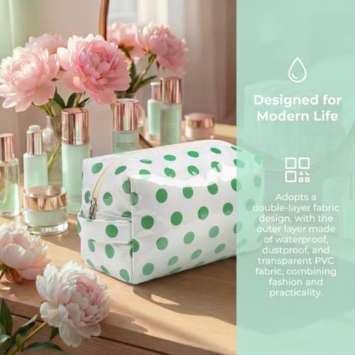 PVC Striped Clear Coated Waterproof Makeup Bag(07White Green) - color: 07White Green