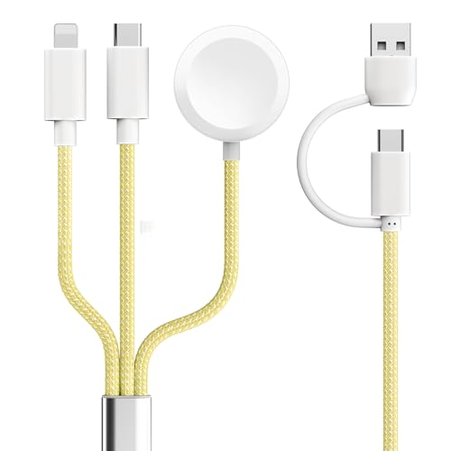 Rose Tattoo 3 in 2 USB C Charging Charger Cable Compatible with Apple Watch - color: Lemon Yellow