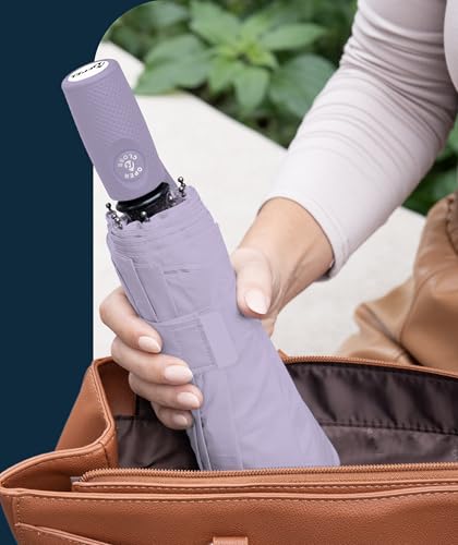 Windproof Travel Umbrella - Compact & Withstands Winds up to 100MPH, Strongest Premium Auto Folding Umbrella for Rain and Sun - Durable, Light & Portable for Women & Men, Fits Backpack & Cars - color: Pastel Lavender 1-Pack