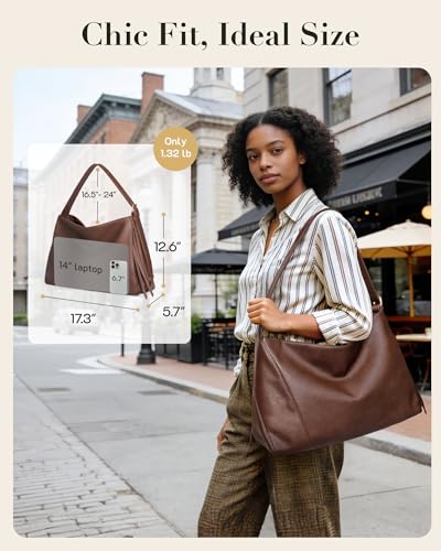Missnine Hobo Bag for Women Designer Purse Shoulder Handbags Tote Bag - color: Beige