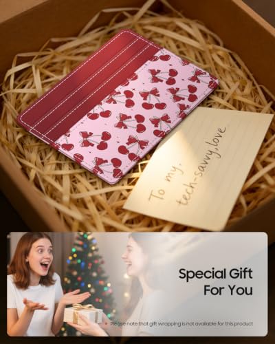 FINTIE Slim Minimalist Front Pocket Wallet RFID Blocking Credit Card Holder - color: cherry red