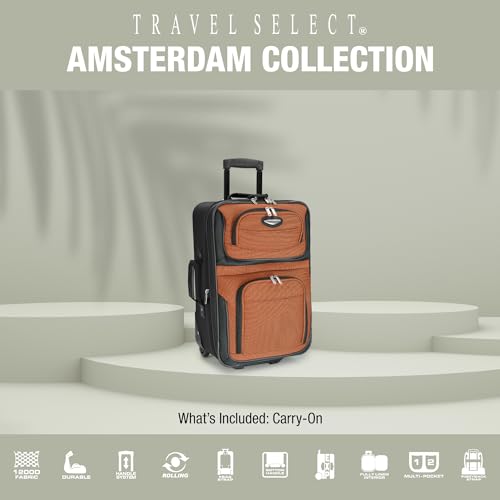 Travel Select Amsterdam Softside Expandable Luggage with Rolling Wheels, Navy, 21-Inch Carry-on - color: Navy, size: 21-Inch Carry-on