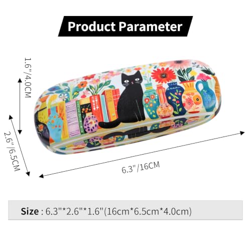 PERFECTSIGHT Hard Shell Eyeglasses Case, Kawaii Protective Glasses Case for Kids, Cute Eyeglass Case for Women Men Girls - color: Multicolor Vase Cat