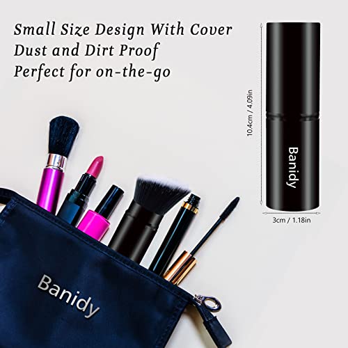 Makeup Brush Kabuki Retractable Travel Face Brushes Portable Blush Brush - style: Flat-Angle-Black