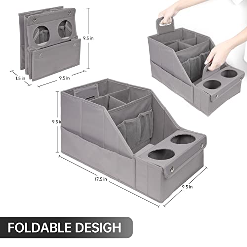 MULISOFT Car Backseat Organizer with 11 Pockets & 2 Cup Holders, Pure Gray - color: Pure Gray