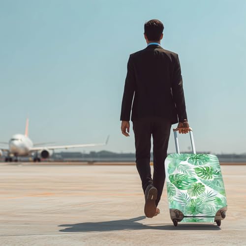 HOMETITUTE Tropical Leaf Luggage Cover 22-24 Inch Medium | Suitcase Protector, Baggage Sleeve | Medium Travel Cover, Luggage Wrap | Airport, Cruise, Hotel (Tropical Leaf) - color: Green#2