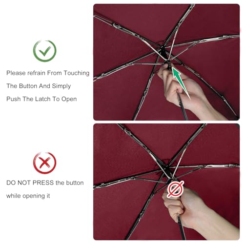 Travel Umbrella Compact Small Folding Windproof Lightweight for Women - color: 08.Wine Red