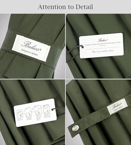 Balios Folding Umbrella Real Wood Handle Auto Open Close - color: Olive Green