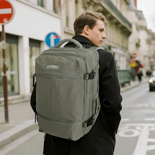 55L Vacuum Compression Backpack with Manual Pump for Carry On Travel - color: Army Green