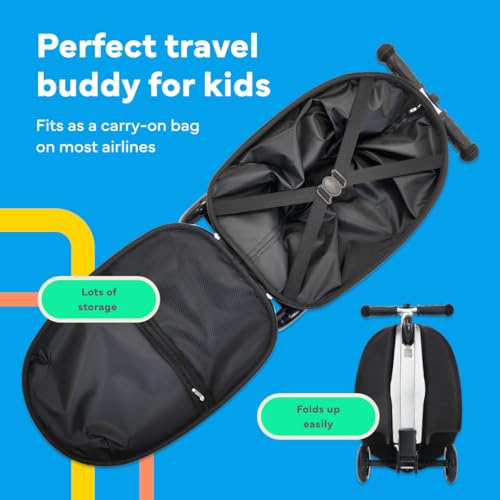 Lascoota Scooter Suitcase - Foldable 2-in-1 Luggage - LED Light Wheels & Lightweight Carry Luggage - Overhead-Ready Carry Suitcase for Kids - Ice Cream, 17.3 x 12.4 x 8.7 in - color: Ice Cream