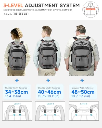 Laptop Backpack 40L With 15L Daypack For Work - color: Grey