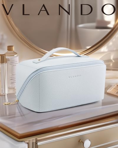 VLANDO Makeup Travel Bag,Women Travel Toiletry Case,Carry Handle,Baby Blue - color: 06-Baby Blue