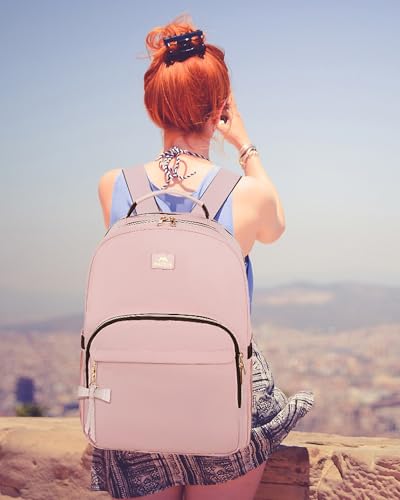 MATEIN Pink Laptop Backpack, 17 Inch TSA College School Backpack for Women