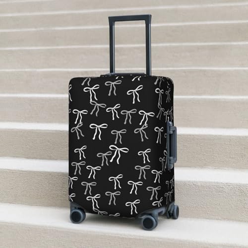 Travel Luggage Cover Black White Bows, High Elasticity Washable Travel Baggage Protector Case Fits 22-24 in - color: Black White Bows, size: 22-24 in