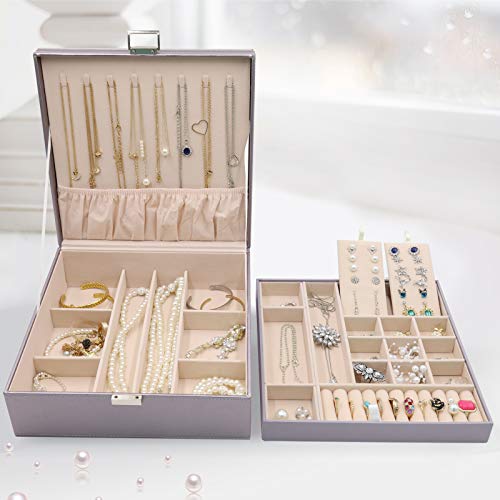 ProCase 2 Layers Jewelry Box for Women -Pearlizedsilver - color: Pearlizesilver