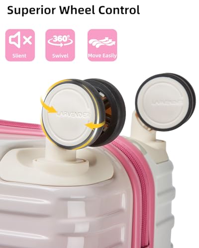 LARVENDER Carry on Luggage 20-Inch Expandable Suitcases, Peach Sparkling | 22x14x9 Airline Approved, Gradient PC+ABS Hardshell, Expands 2", 360° Spinner Wheels, TSA Lock, 3-Piece Set with XL Backpack - color: Peach-Sparkling (XL-BP), size: 3 Piece Set (Ba