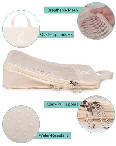 6/8 Set Space Saving Compression Packing Cubes Lightweight Packing Cube - color: Beige, size: 8 Pcs(XL,L*2,M*2,S,laundry bag,shoes bag)