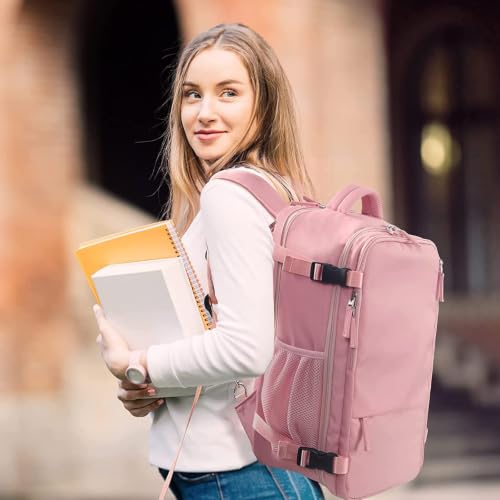 Hanples Travel Backpack for Women, 17 Inch Waterproof Laptop Backpack - color: Pink