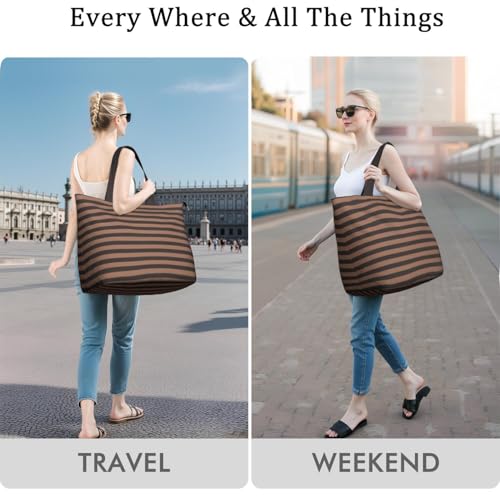 Extra Large Weekender Travel Beach Bag for Women - Brown Checkered Waterproof Canvas Tote Bag Thick Double Layer Carry on Duffel Unisex Overnight Hospital Bag for Maternity Delivery - color: Checkered03