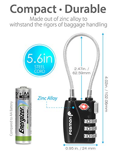 Fosmon TSA Approved Cable Luggage Locks, 3 Digit Combination, 2 Pack Black - style: 3 Digit mini black 2 pack