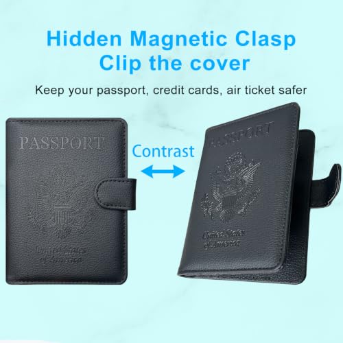 Passport Holder Cover, ACdream Protective Premium Leather RFID Blocking Wallet Travel Case for Passport/Credit Card/Air Ticket, - color: *Black*