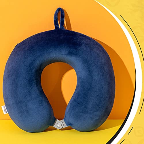 MINISO Minions 여행용 목 베개, 아이 마스크 포함, 귀여운 만화 100% 메모리 폼 목 지지 베개, 비행기, 자동차 및 가정용 경량 여행용 베개 세트