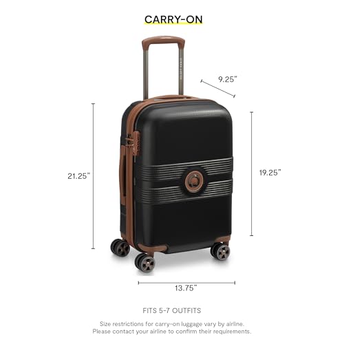 DELSEY PARIS Flanerie SE - 2-Piece Set Luggage & Backpack - 360° Dual Spinner Wheels - TSA Lock - Laptop Backpack 14" - Hardside Carry-On + Polyester Backpack, Black - color: Black, style: Backpack + Carry-on