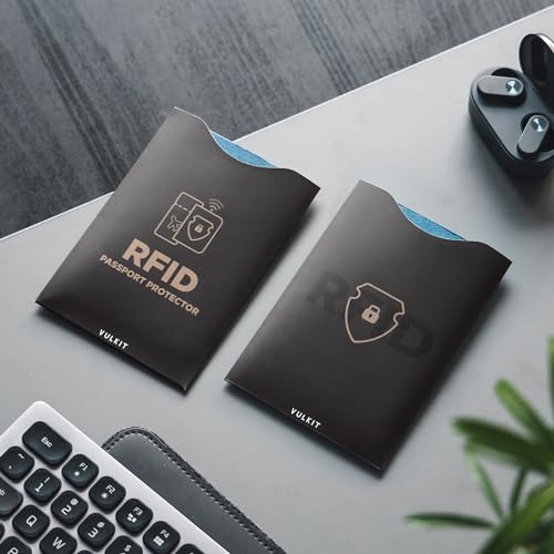 VULKIT RFID Blocking Sleeves 4 Passport Holders, Anti-Theft RFID Blocker Sets Travel Essentials Fits Bags & Purses - color: 4 Passport Sleeves