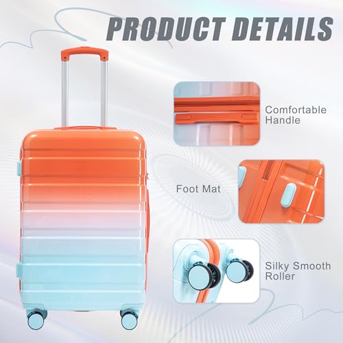 Hardshell Luggage, Durable PC Suitcase with Double Spinner Wheels, 20/24/28 - color: Transition Red, size: 20/24/28 Inch