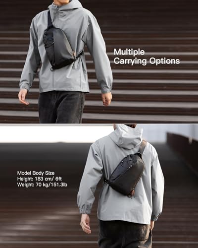 Inateck Sling Bag X-Row with RFID Blocking, Spacious Crossbody Shoulder Chest Everyday Carry Bag with Quick-adjust Strap, Water-resistant Sling Backpack for Men, Women, Travel, Cycling, Hiking, Black - color: Black
