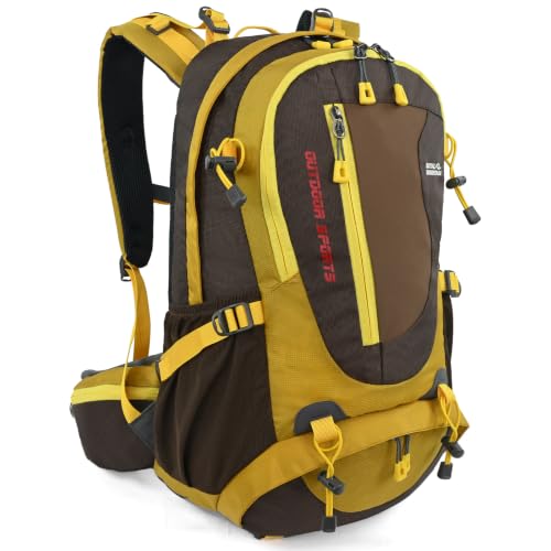 35L Water-resistant Hiking Backpack, Lightweight Backpack For Unisex (Yellow) - color: Yellow