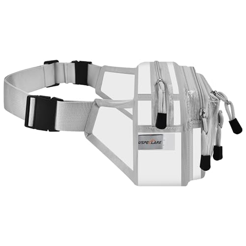 USPECLARE Clear Fanny Pack Stadium Approved Large Multi-Purpose Waist Bag - color: Silver, style: 1-pack-pvc