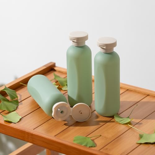 Empty Shampoo Bottles 6.7oz, Green Flip Cap Refillable Plastic, 4 Pack Set - color: Green