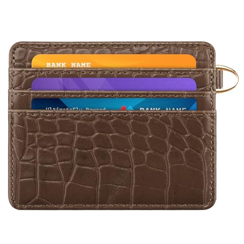 Slim Credit Card Holder Crocodile Wallet Women Thin Wallets - color: A Coffee