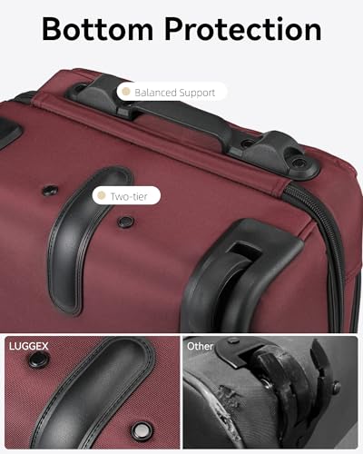 LUGGEX Underseat Carry On Bag, Burgundy, 16" - color: Burgundy, size: Underseat 16 inch