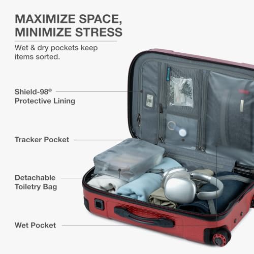 Traveler's Choice Maxporter II Polycarbonate Hardside Trunk with Spinner Wheels, Red, 22-Inch Carry-on Luggage - color: Red, size: 22-inch Carry-on Luggage