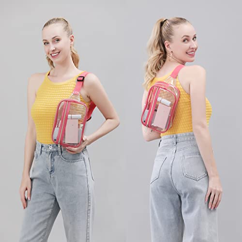 Clearworld Clear Fanny Pack, Waterproof 3-in-1 Belt Bag for Women, Pink - color: Pink
