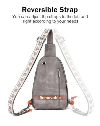 FADEON Sling Bag for Women, Designer Small Crossbody Bags, Adjustable Strap - color: Charcoal Grey Retro Style