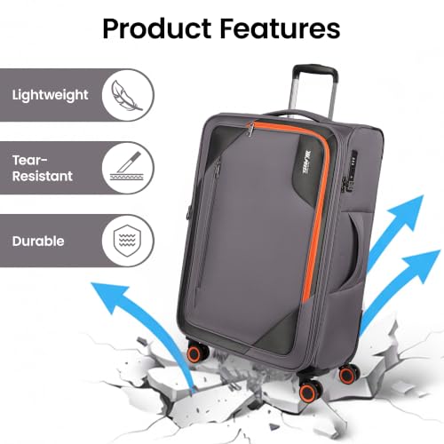 28'' Luggage with Spinner Wheels,Checked Softside Luggage - color: Grey, size: Checked-Large 28-Inch