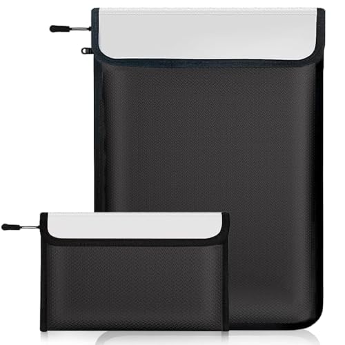 Fireproof Waterproof Document Bag Upgraded Two Pockets - 4200℉ Protection - color: Grey