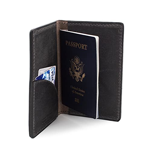 Leather Passport Holder for Men | Made in USA | 3.5" x 5.5" Field Notes Cover | Avalanche Gray - color: Avalanche Gray