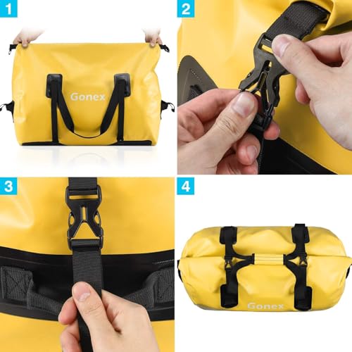 Gonex Waterproof Duffel Bag, 40L/60L/80L Roll-Top Travel Kayaking Dry Bag - color: Yellow, size: 80L