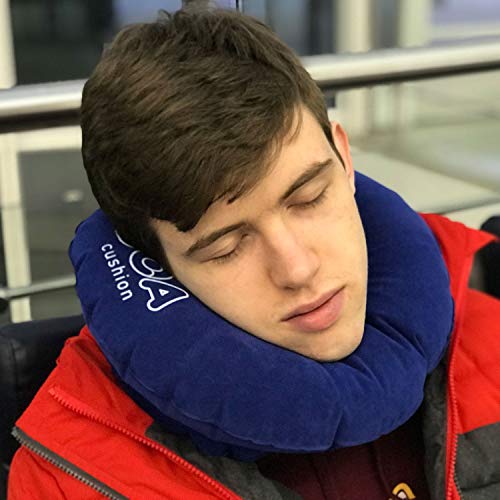Travel Pillow Inflatable Pain Relief Flight Cushion Relax Blue for Adults and Kids (Blue) - color: Blue