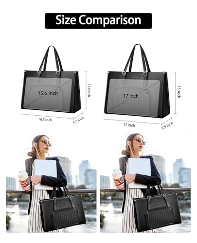 MATEIN 15.6 Inch Laptop Tote Bag with Insulated Lunch Compartment for Women - color: Black, size: 15.6 Inch